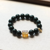 【Soothed】Herbal Scent Artisan Gardenia & Fo-Ti Incense Bead Bracelet with Natural Agate - 12mm