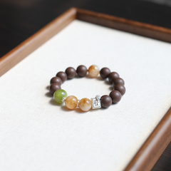【Serene】Herbal Scent Eaglewood and Pear Anxiety-Relieving Yellow Tower Crystal Bracelet 12mm
