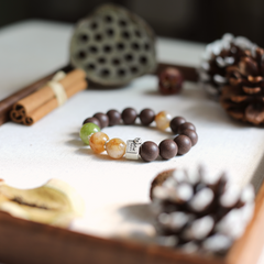 【Serene】Herbal Scent Eaglewood and Pear Anxiety-Relieving Yellow Tower Crystal Bracelet 12mm