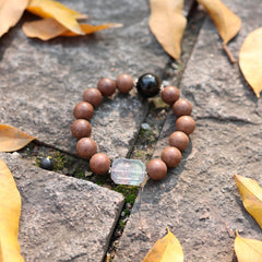 【Retentive】 HERBAL SCENT Sandalwood & Salvia Botanical Bracelet - Mental Clarity & Focus (12mm)