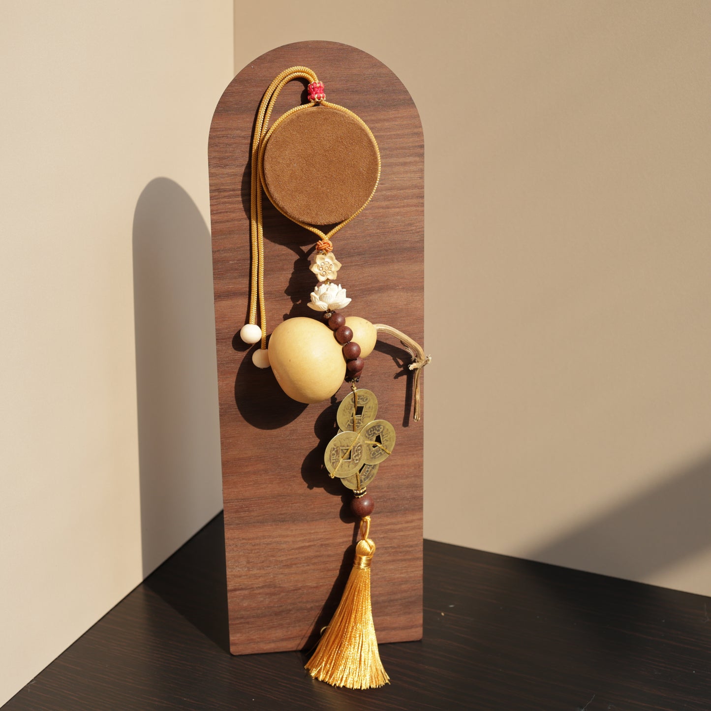 HERBAL SCENT Wealth-Attracting Vitality Car Charm - Ginseng Angelica Gourd & Five Emperor Coins