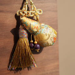 【Blessed】Herbal Scent Peace-Blessed Gold Gourd Bag Pendant | Lac Insect Accent