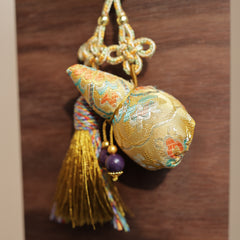 【Blessed】Herbal Scent Peace-Blessed Gold Gourd Bag Pendant | Lac Insect Accent