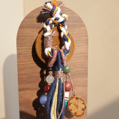 【Exotic】Herbal Scent Blue Tibetan-Style Bag Charm with Rose Accent