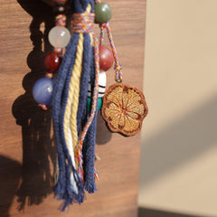【Exotic】Herbal Scent Blue Tibetan-Style Bag Charm with Rose Accent