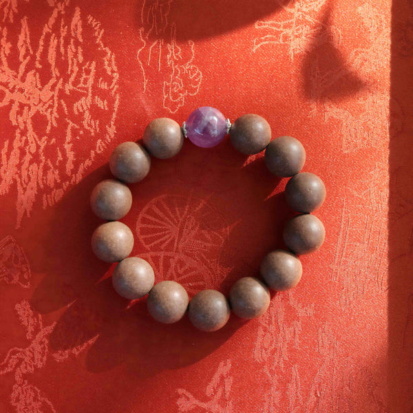 Herbal Scent Reverie agarwood pear botanical bracelet 16mm purple crystal