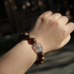 【Retentive】 HERBAL SCENT Sandalwood & Salvia Botanical Bracelet - Mental Clarity & Focus (12mm)