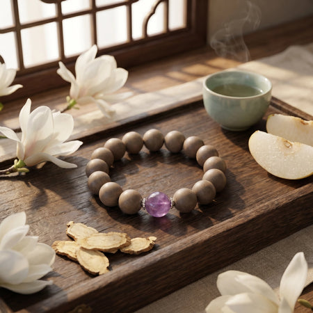HERBAL SCENT Handcrafted Botanical Bracelet - Agarwood & Pear Calming Heritage Blend 16mm
