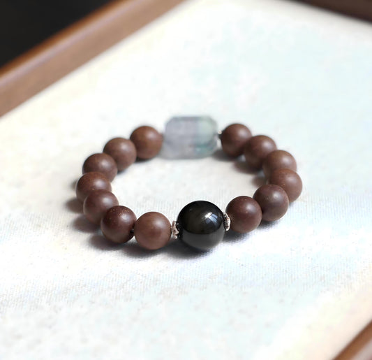 【Retentive】 HERBAL SCENT Sandalwood & Salvia Botanical Bracelet - Mental Clarity & Focus (12mm)