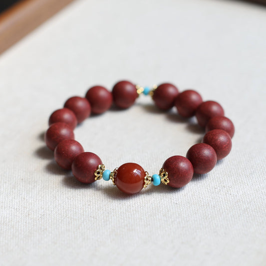 【Rosy-cheeked】 HERBAL SCENT Handcrafted Rose & Red Ginseng Botanical Bracelet (12mm)