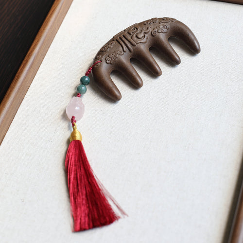 【Luscious】 HERBAL SCENT Botanical Hair-Wellness Comb - Pixiu Pendant & Pet-Friendly Design