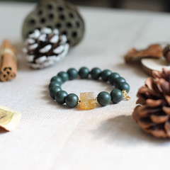 【Soothed】Herbal Scent Gardenia and Polygonum Multiflorum Irritability-Relieving Natural Agate Bracelet 12mm