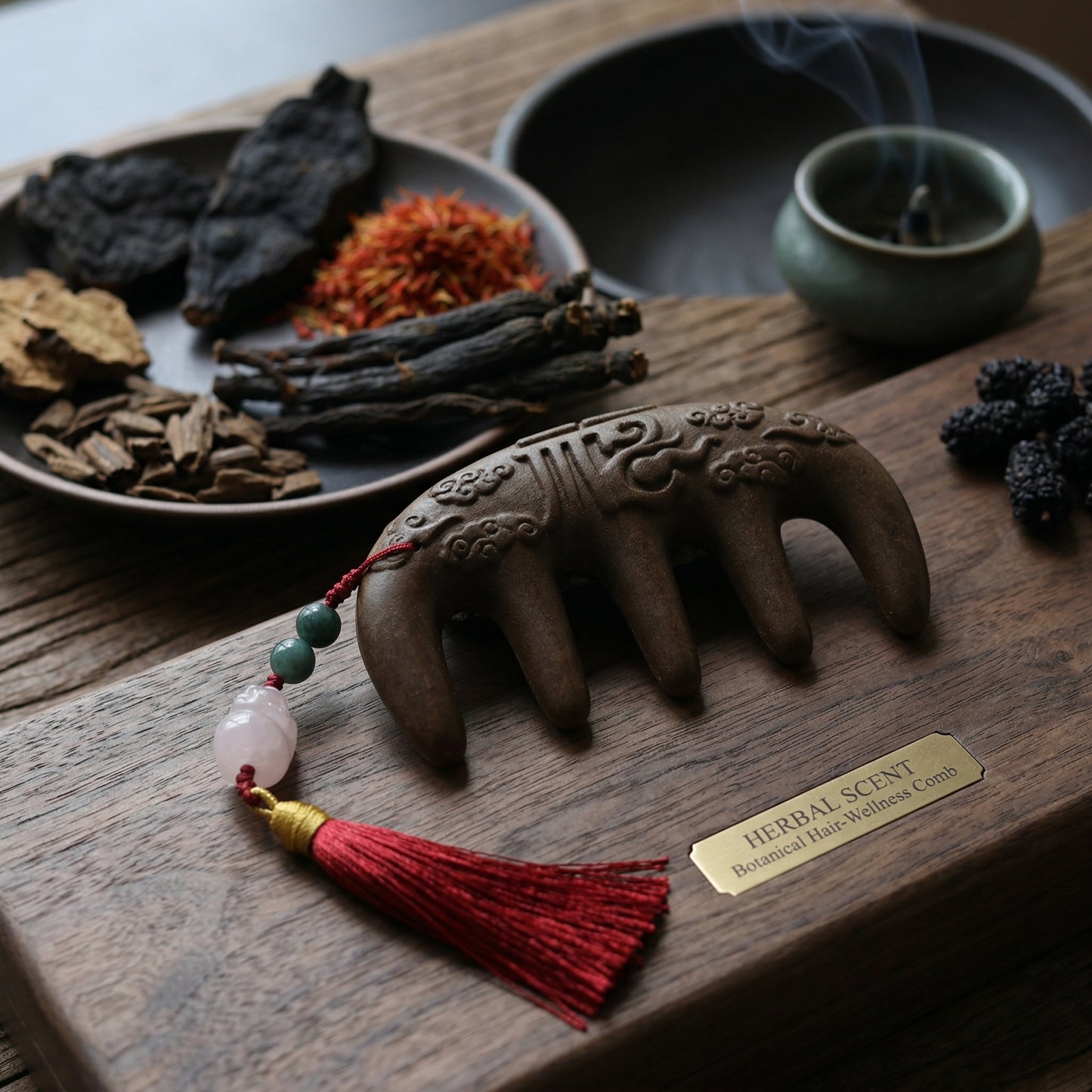 HERBAL SCENT Botanical Hair-Wellness Comb - Pixiu Pendant & Pet-Friendly Design — photo 3