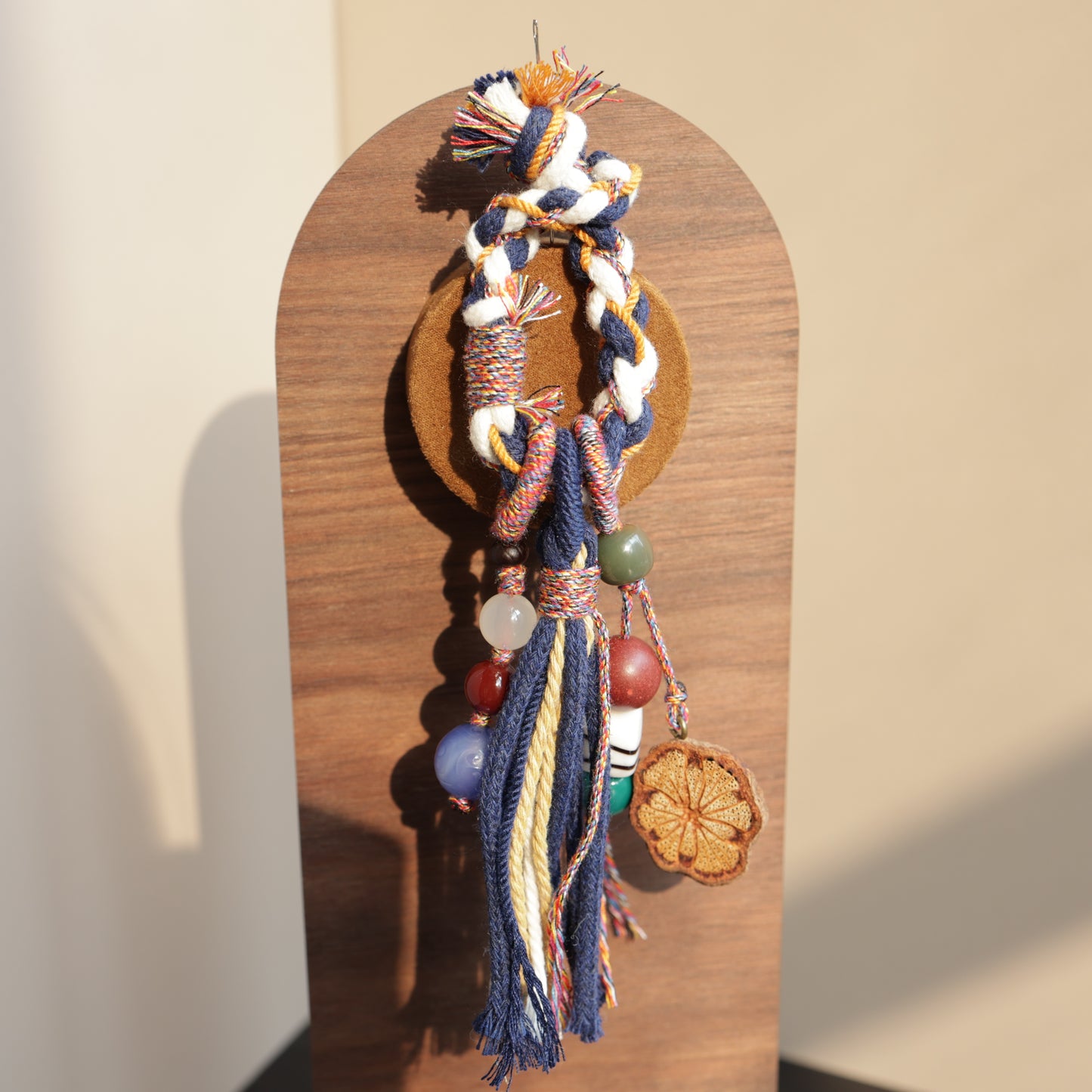 Herbal Scent Blue Tibetan-Style Bag Charm with Rose Accent
