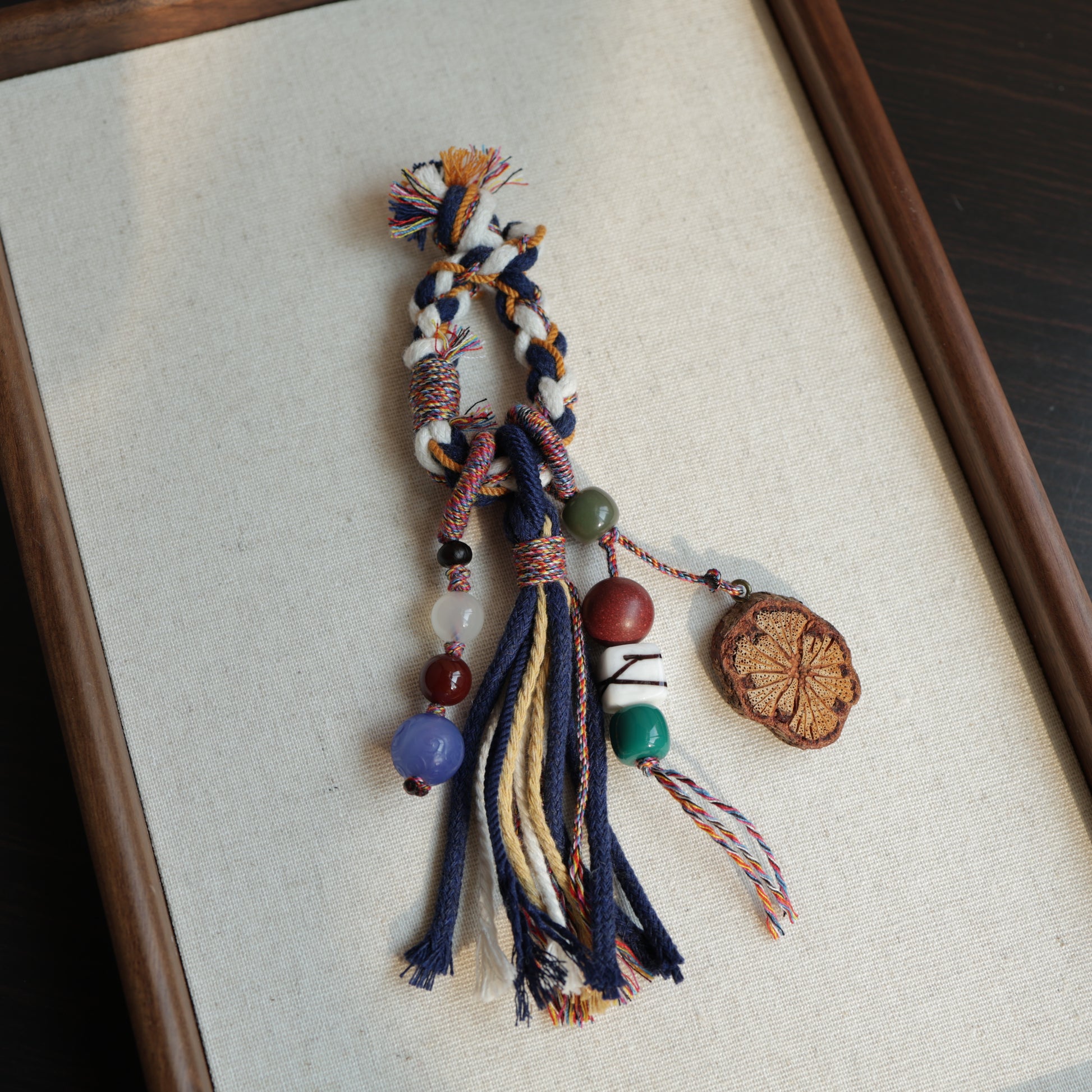 Herbal Scent Blue Tibetan-Style Bag Charm with Rose Accent — photo 4