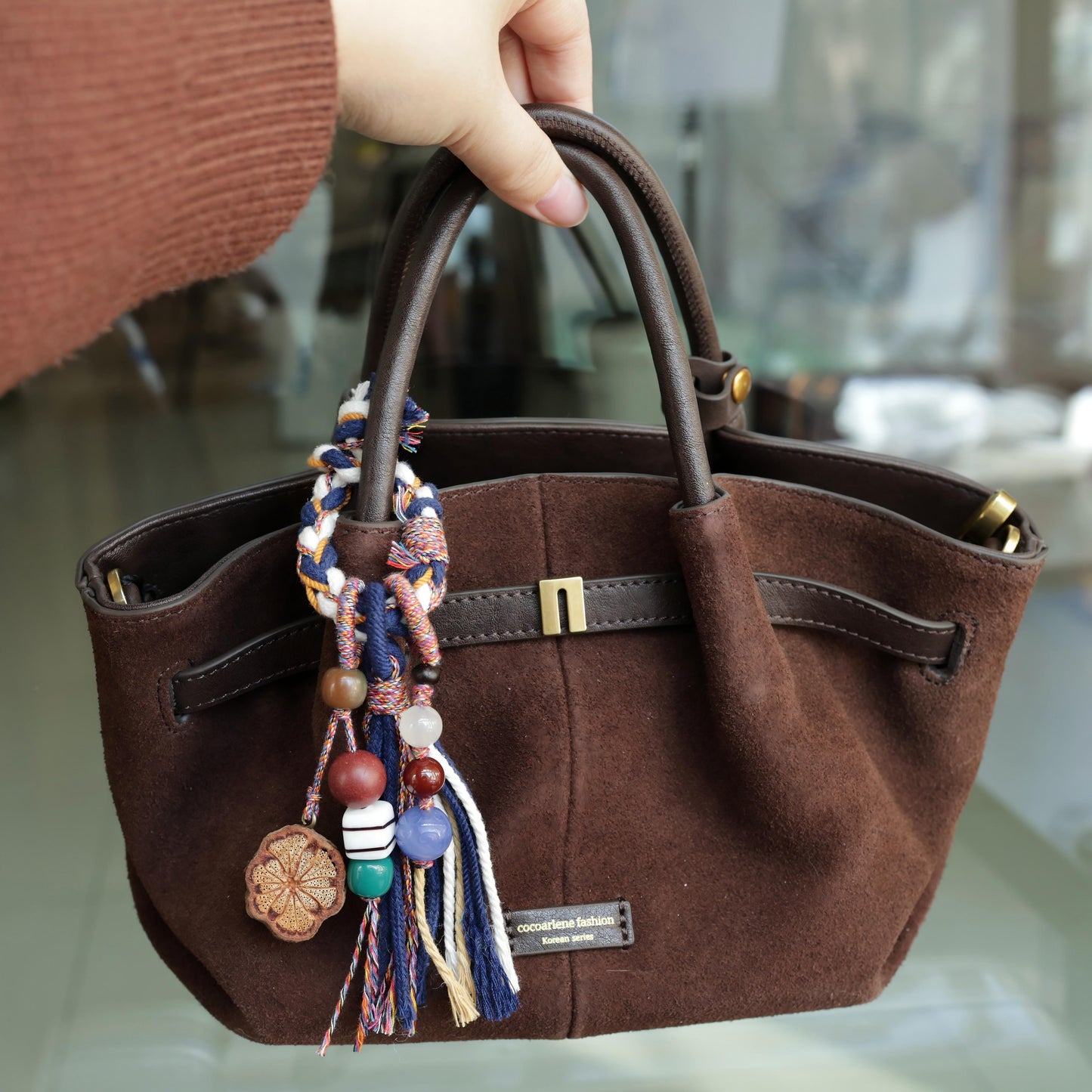 Herbal Scent Blue Tibetan-Style Bag Charm with Rose Accent — photo 7