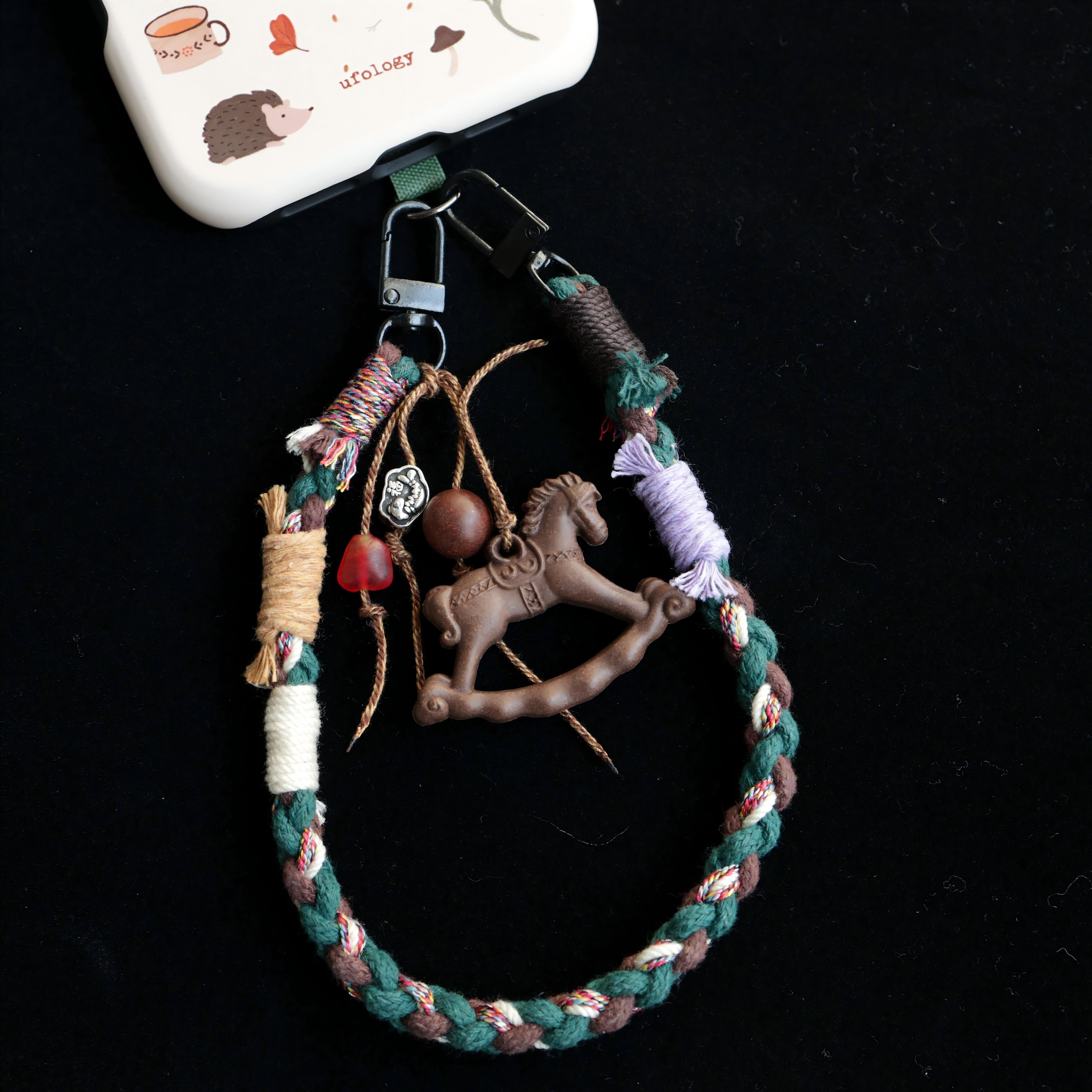 【Lucky Horse】 HERBAL SCENT "Goose Pear" Hand-Braided Scented Phone Strap - Ancient Wellness Accessory