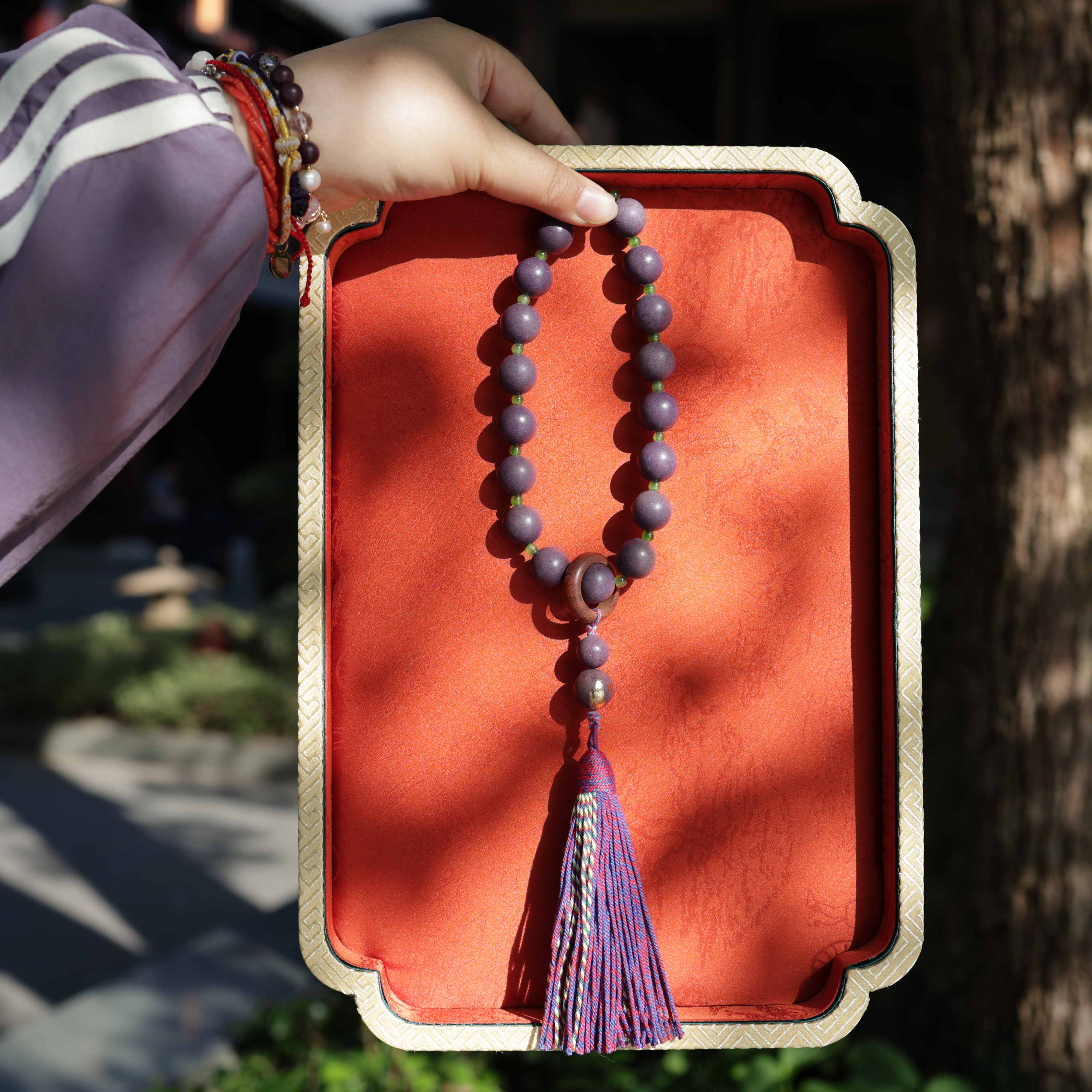 Vesper herbal scent 9-botanical bead mala car charm pet-friendly purple