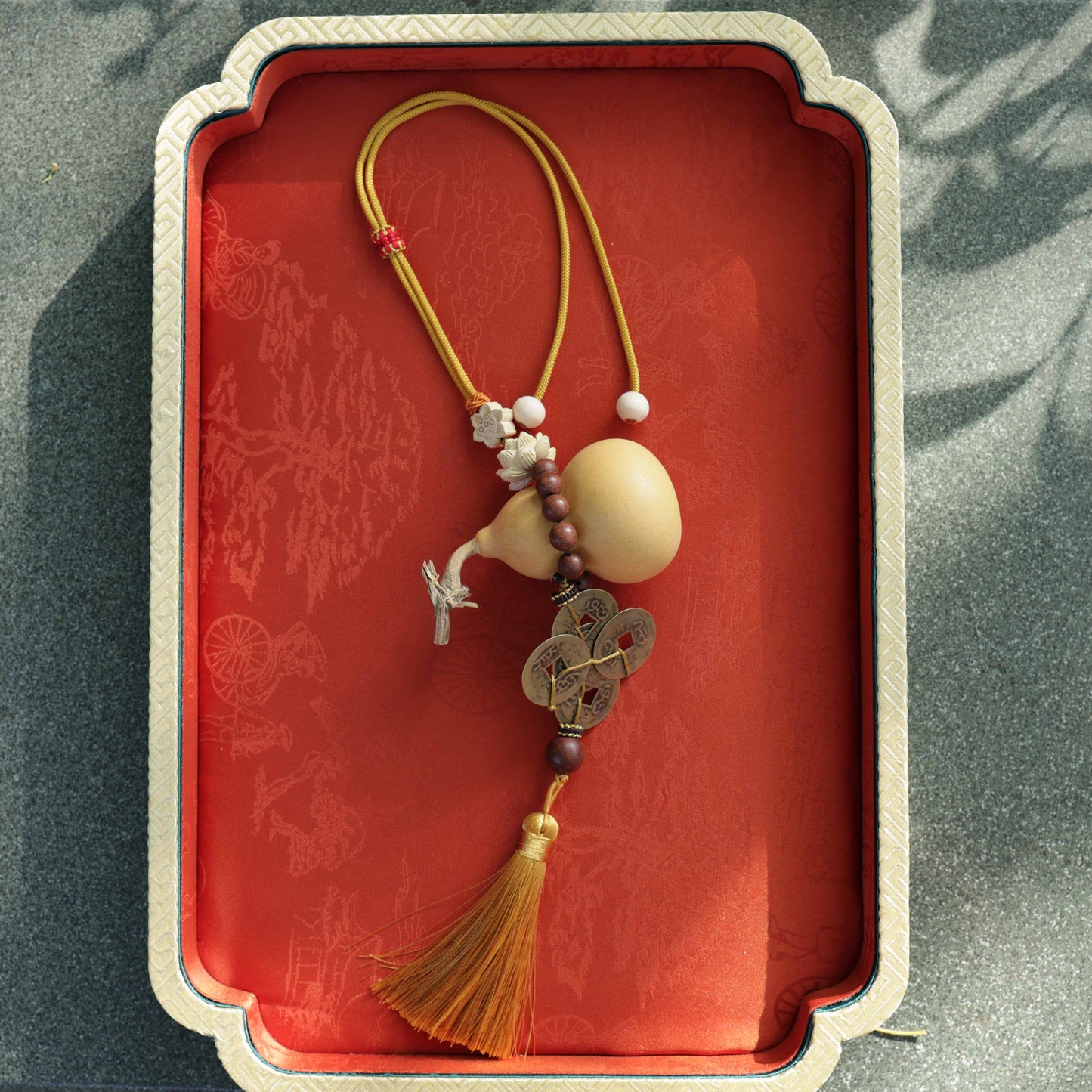 【Vitalizing】Herbal Scent Wealth-Attracting Vitality Car Charm - Ginseng Angelica Gourd & Five Emperor Coins