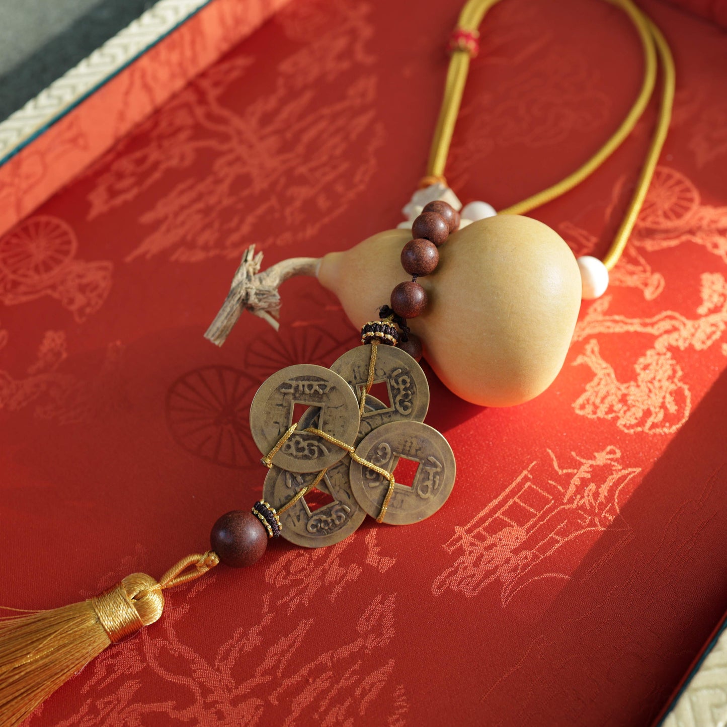 【Vitalizing】Herbal Scent Wealth-Attracting Vitality Car Charm - Ginseng Angelica Gourd & Five Emperor Coins