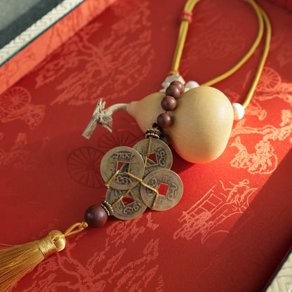【Vitalizing】Herbal Scent Wealth-Attracting Vitality Car Charm - Ginseng Angelica Gourd & Five Emperor Coins