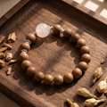 【Solace】HERBAL SCENT Rose Quartz & Agarwood Beaded Bracelet - Goose Pear & Sandalwood Floral Heritage Blend, Mind-Calming