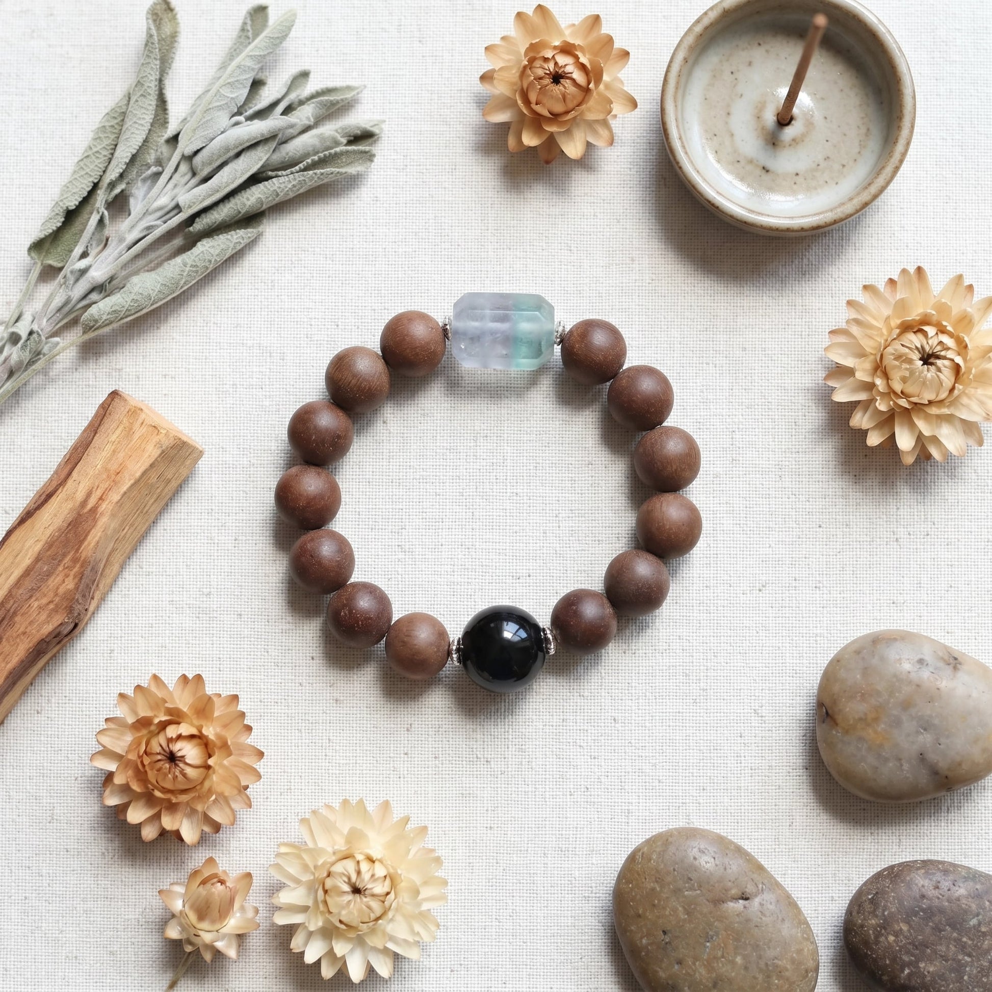 HERBAL SCENT Sandalwood & Salvia Botanical Bracelet - Mental Clarity & Focus (12mm) — photo 7