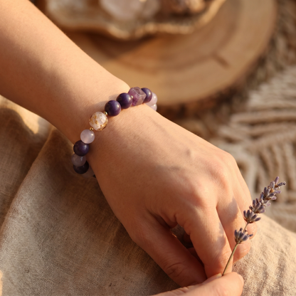 【Heliotrope】HERBAL SCENT Chalcedony & White Crystal Bracelet - Gromwell & Codonopsis Floral Yang Vitality, 100% Pet-Safe