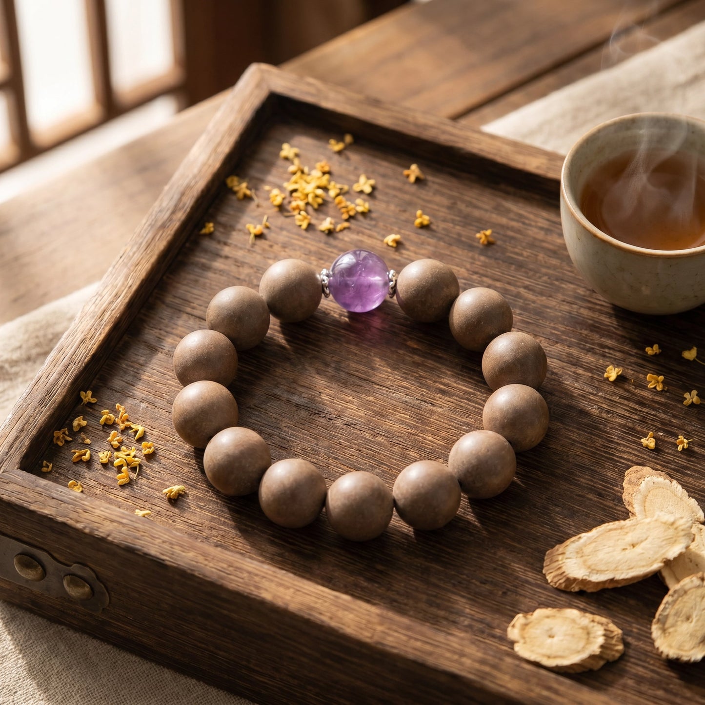 HERBAL SCENT Handcrafted Botanical Bracelet - Agarwood & Pear Calming Heritage Blend 16mm — photo 3