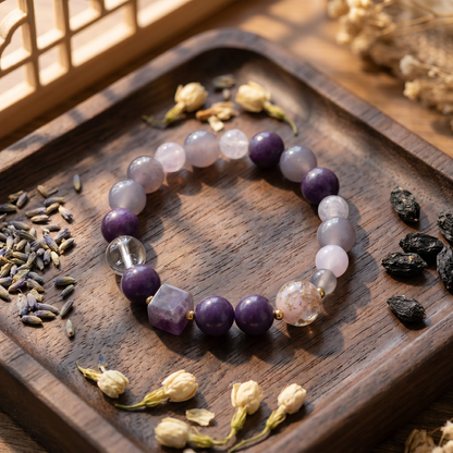 【Heliotrope】HERBAL SCENT Chalcedony & White Crystal Bracelet - Gromwell & Codonopsis Floral Yang Vitality, 100% Pet-Safe