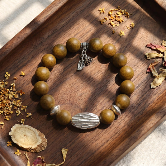 Herbal Scent Ginseng & Sweet Osmanthus Womb-Warming & Stomach-Nourishing Bracelet 12mm — photo 2