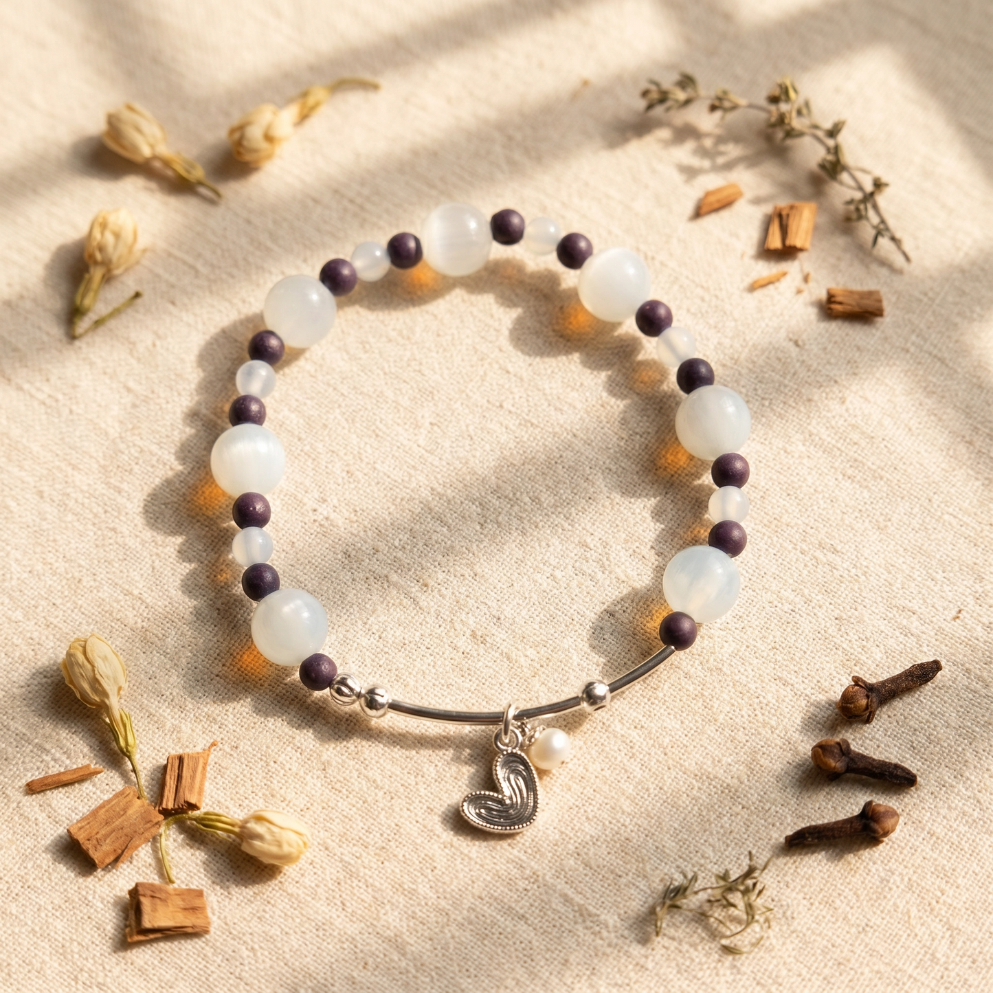 【Violet】HERBAL SCENT Handcrafted Botanical Bracelet - 100% Pet-Safe & Qi-Harmonizing Vitality
