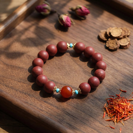 HERBAL SCENT Handcrafted Rose & Red Ginseng Botanical Bracelet (12mm)