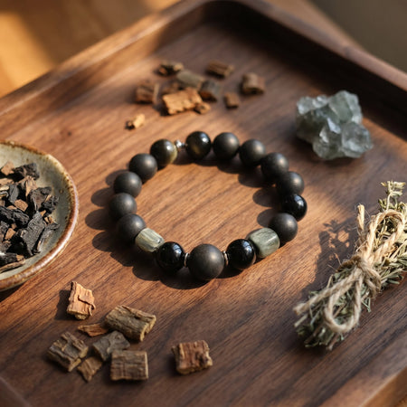 Herbal Scent Black Dragon Saliva & Black Ginseng Kidney-Warming Bracelet 12mm