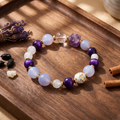 【Heliotrope】HERBAL SCENT Chalcedony & White Crystal Bracelet - Gromwell & Codonopsis Floral Yang Vitality, 100% Pet-Safe