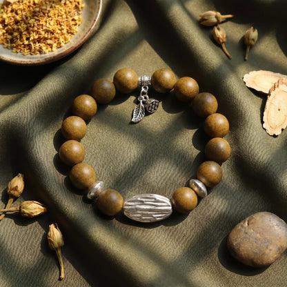 Herbal Scent Ginseng & Sweet Osmanthus Womb-Warming & Stomach-Nourishing Bracelet 12mm — photo 4