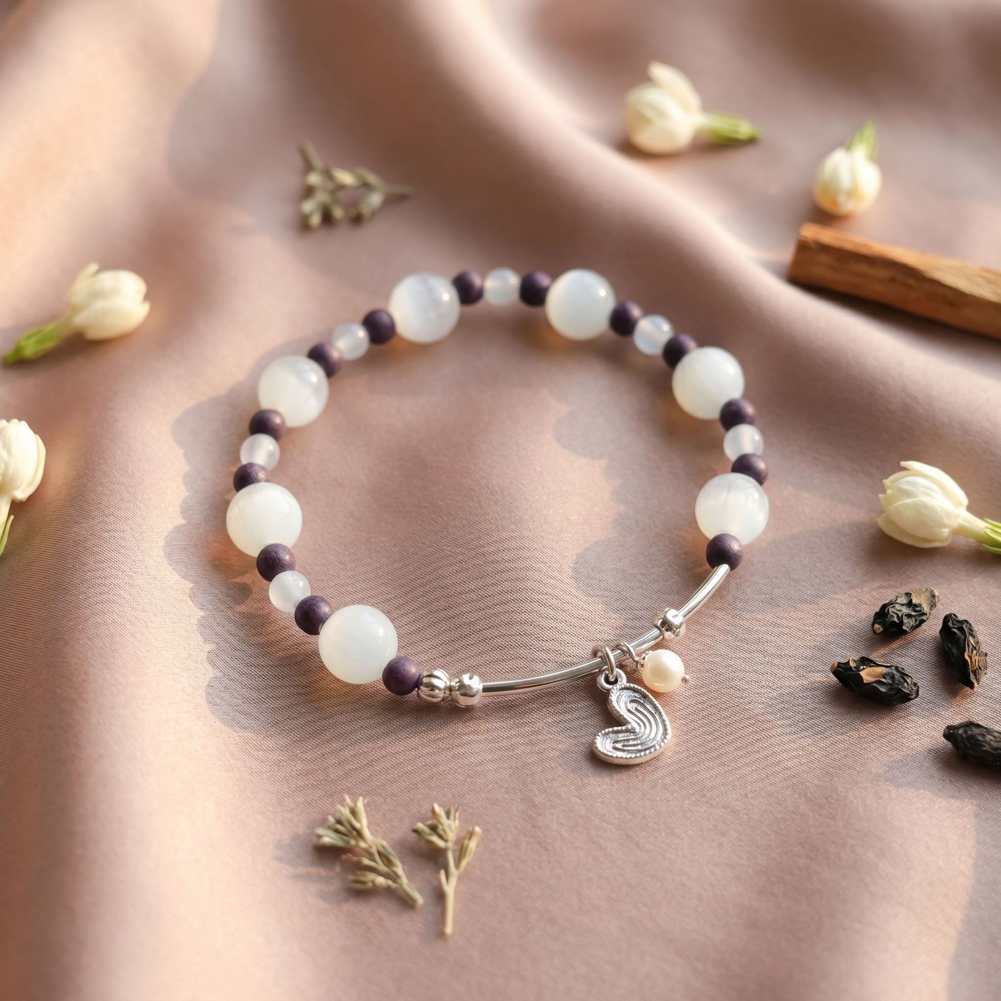 【Violet】HERBAL SCENT Handcrafted Botanical Bracelet - 100% Pet-Safe & Qi-Harmonizing Vitality