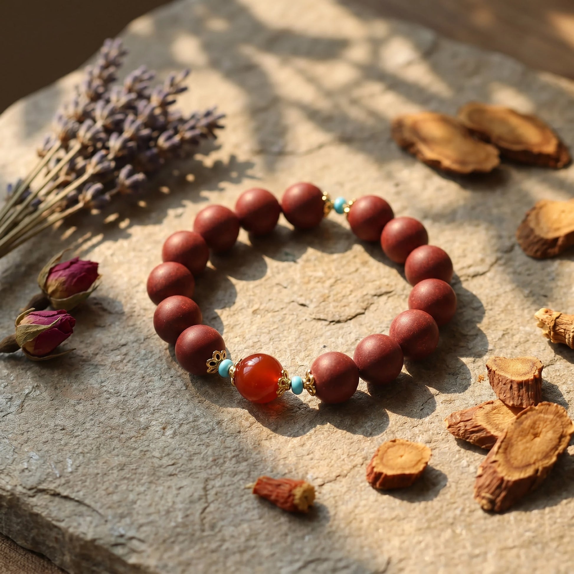 HERBAL SCENT Handcrafted Rose & Red Ginseng Botanical Bracelet (12mm) — photo 5