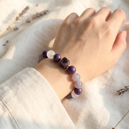 【Heliotrope】HERBAL SCENT Chalcedony & White Crystal Bracelet - Gromwell & Codonopsis Floral Yang Vitality, 100% Pet-Safe