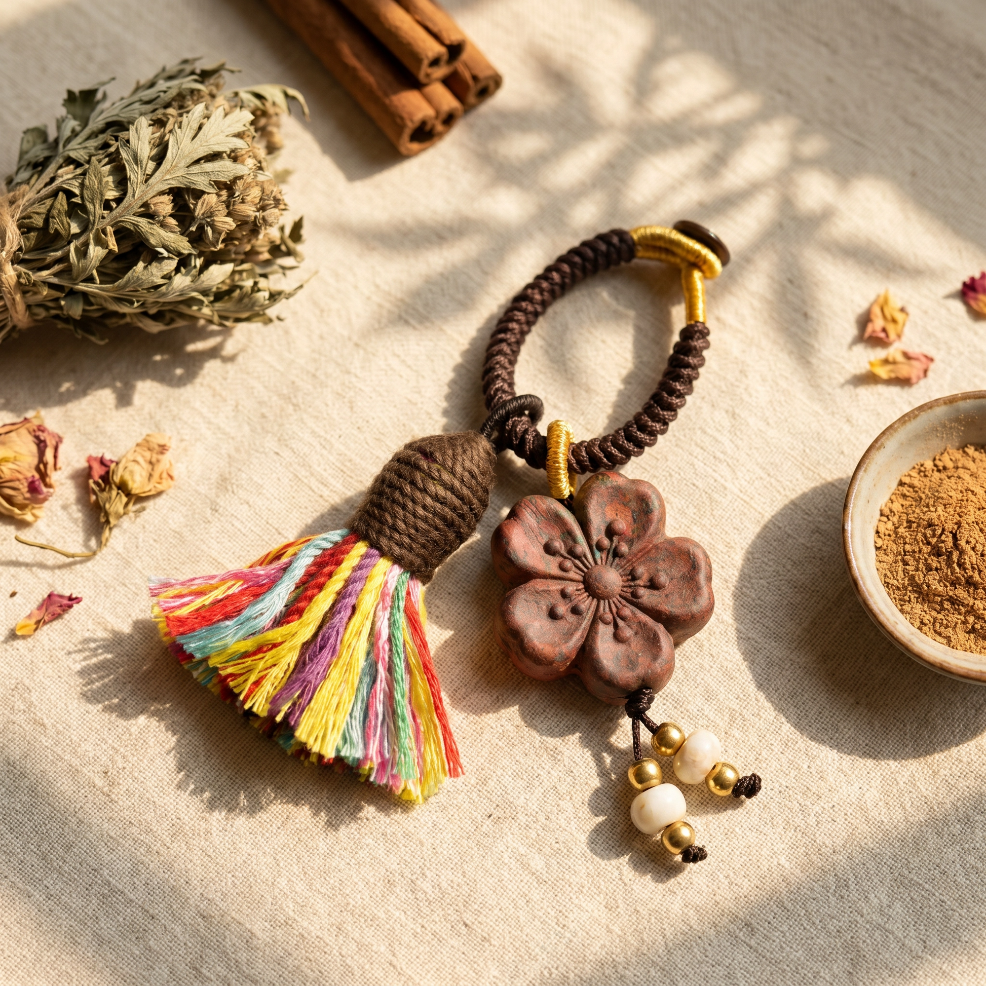 【Mosaic】HERBAL SCENT Handcrafted Botanical Bag Charm - 100% Pet-Safe & Floral Everyday Calm