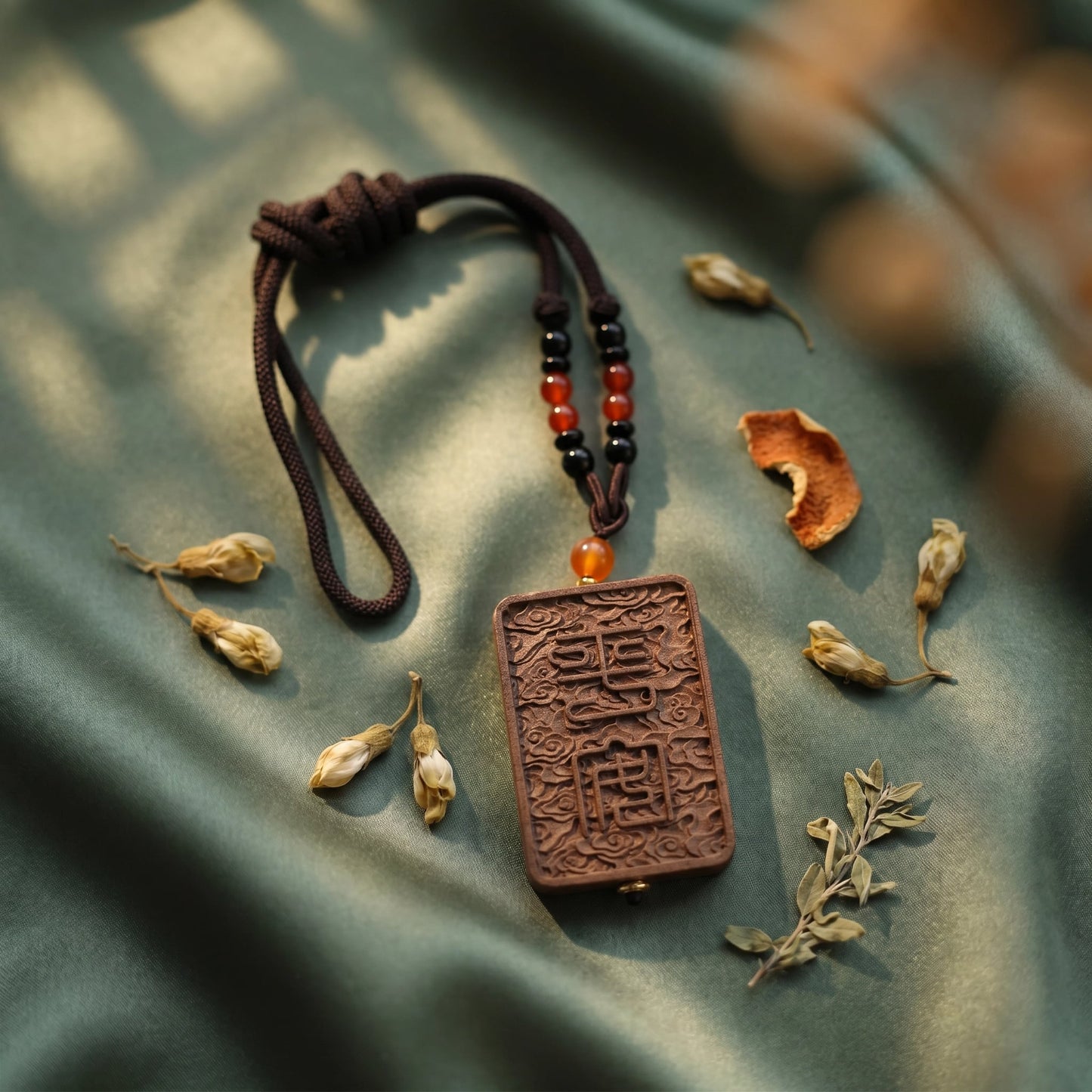 Herbal Scent Pagoda Tree Flower and Tangerine Peel Peace Incense Pendant — photo 3