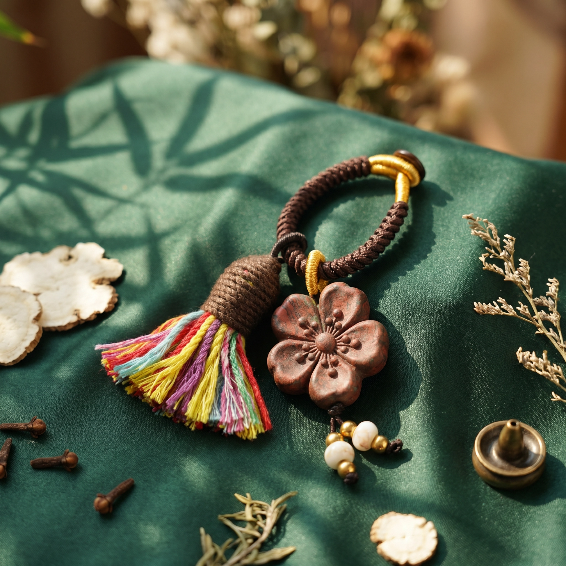 【Mosaic】HERBAL SCENT Handcrafted Botanical Bag Charm - 100% Pet-Safe & Floral Everyday Calm