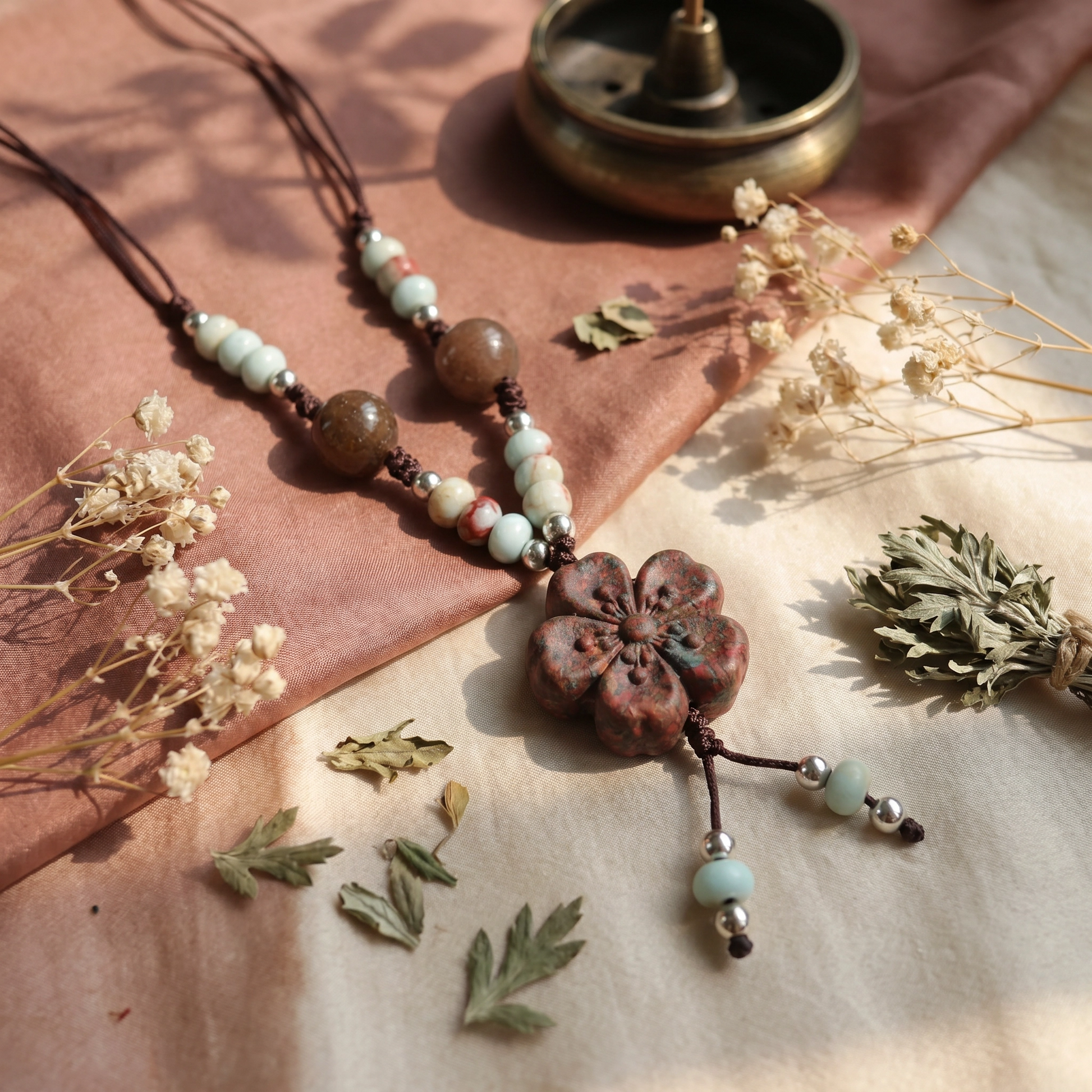 【Opaline】HERBAL SCENT Handcrafted Botanical Pendant - 100% Pet-Safe & Floral Dunhuang Calm