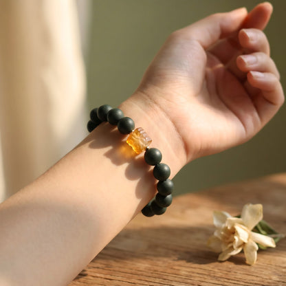 Herbal Scent Artisan Gardenia & Fo-Ti Incense Bead Bracelet with Natural Agate - 12mm — photo 3
